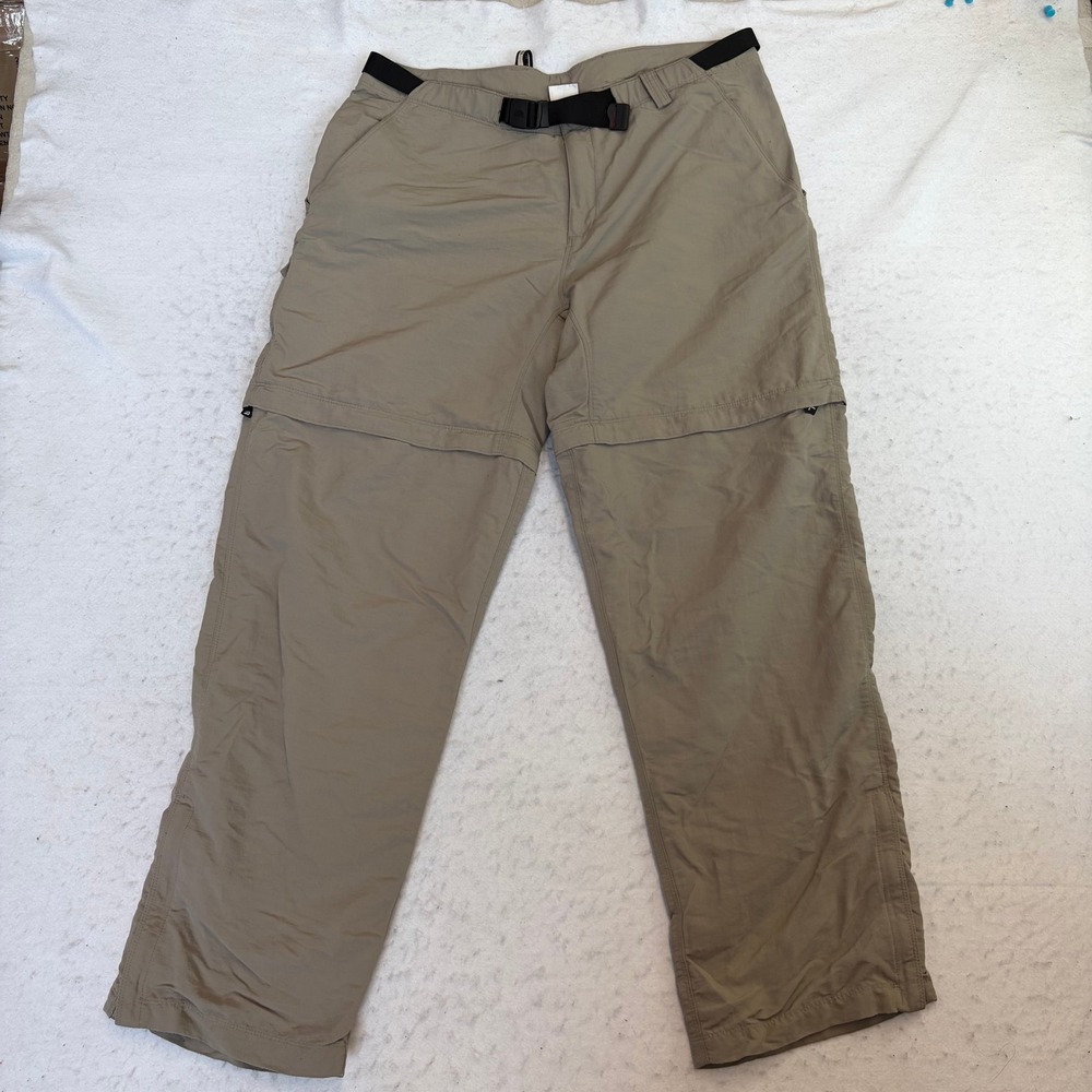 The North Face Convertible Pants Mens 34 Tan Hiking Cargo Zip Off Belted